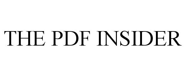 Trademark Logo THE PDF INSIDER