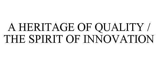  A HERITAGE OF QUALITY / THE SPIRIT OF INNOVATION