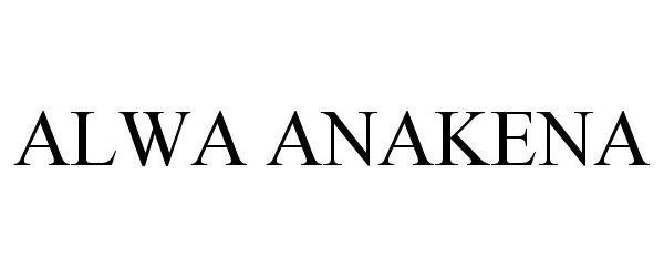 Trademark Logo ALWA ANAKENA