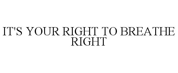  IT'S YOUR RIGHT TO BREATHE RIGHT