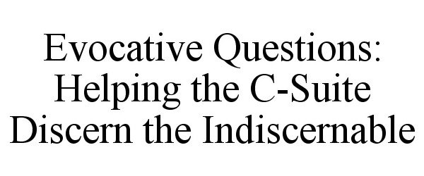  EVOCATIVE QUESTIONS: HELPING THE C-SUITE DISCERN THE INDISCERNABLE