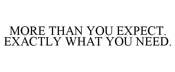  MORE THAN YOU EXPECT. EXACTLY WHAT YOU NEED.