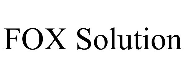 Trademark Logo FOX SOLUTION