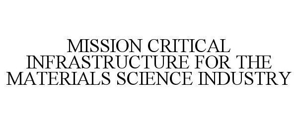 Trademark Logo MISSION CRITICAL INFRASTRUCTURE FOR THE MATERIALS SCIENCE INDUSTRY
