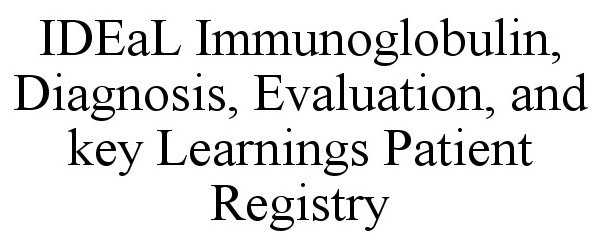 Trademark Logo IDEAL IMMUNOGLOBULIN, DIAGNOSIS, EVALUATION, AND KEY LEARNINGS PATIENT REGISTRY