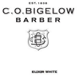 Trademark Logo C.O. BIGELOW BARBER ELIXIR WHITE EST. 1838 COB