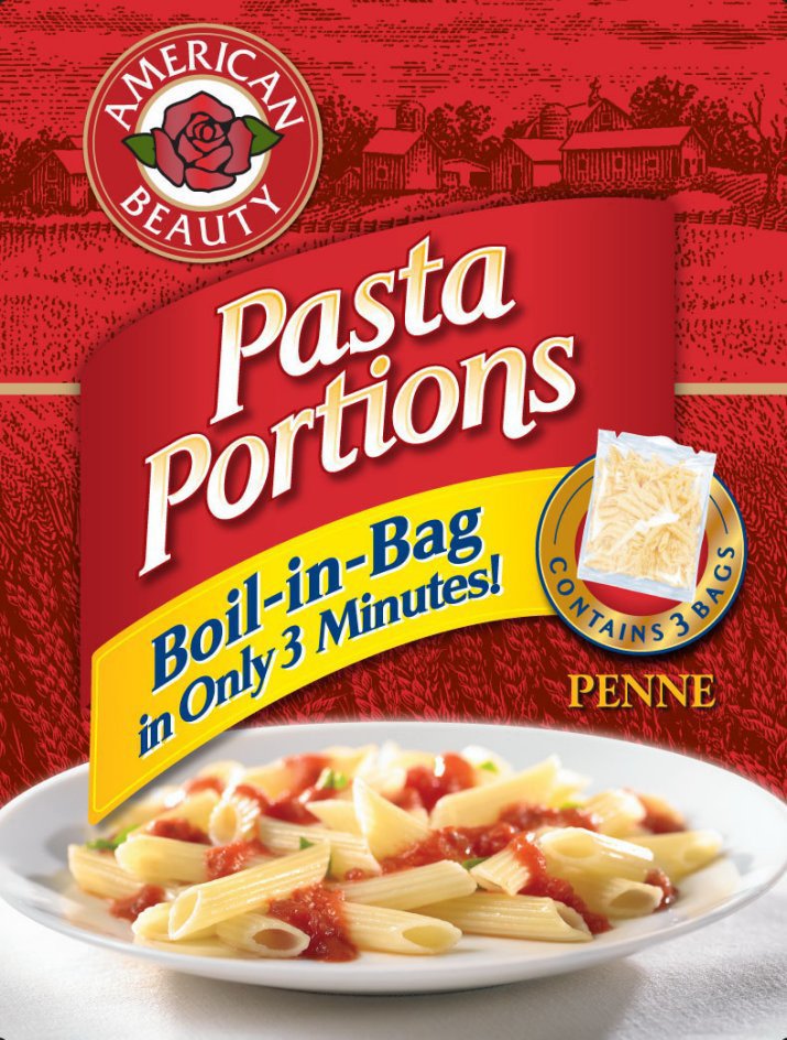 Trademark Logo AMERICAN BEAUTY PASTA PORTIONS BOIL-IN-BAG IN ONLY 3 MINUTES! CONTAINS 3 BAGS PENNE