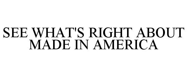  SEE WHAT'S RIGHT ABOUT MADE IN AMERICA