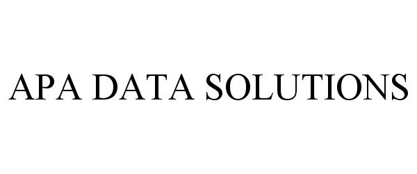 Trademark Logo APA DATA SOLUTIONS