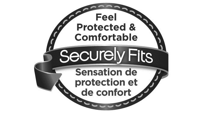  SECURELY FITS FEEL PROTECTED &amp; COMFORTABLE SENSATION DE PROTECTION ET DE CONFORT