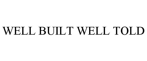 Trademark Logo WELL BUILT WELL TOLD