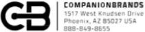 Trademark Logo CB COMPANION BRANDS 1517 WEST KNUDSEN DRIVE PHOENIX, AZ 85027 USA 888-849-8655