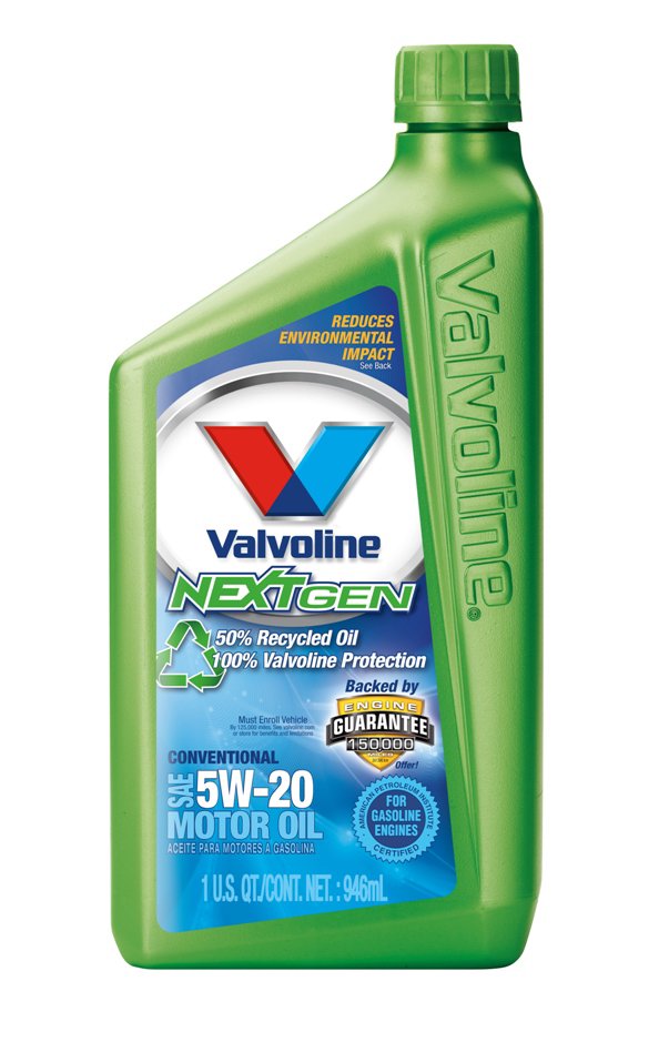  REDUCES ENVIRONMENTAL IMPACT SEE BACK V VALVOLINE NEXTGEN 50% RECYCLED OIL 100% VALVOLINE PROTECTION BACKED BY ENGINE GUARANTEE 