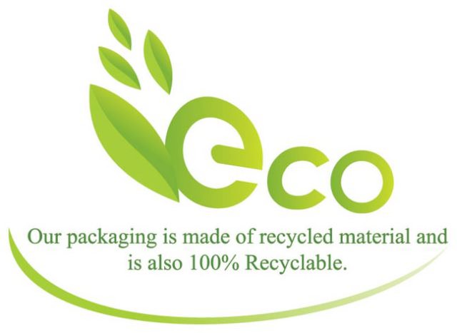 Trademark Logo ECO OUR PACKAGING IS MADE OF RECYCLED MATERIAL AND IS ALSO 100% RECYCLABLE