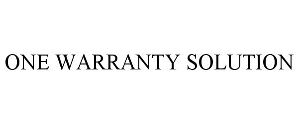 Trademark Logo ONE WARRANTY SOLUTION