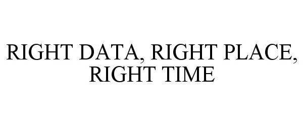  RIGHT DATA, RIGHT PLACE, RIGHT TIME
