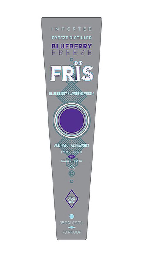  IMPORTED FREEZE DISTILLED BLUEBERRY FREEZE FRÃS BLUEBERRY FLAVORED VODKA ALL NATURAL FLAVORS INVENTED IN SCANDINAVIA