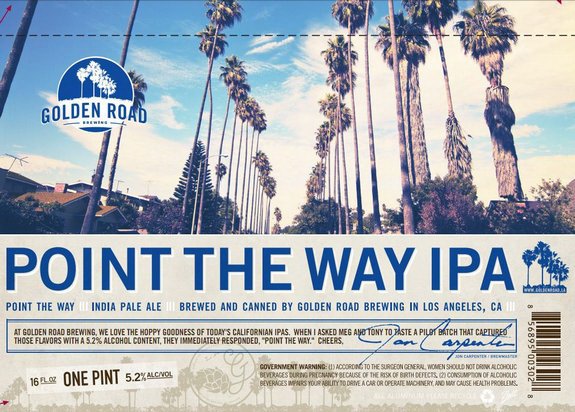  GOLDEN ROAD BREWING POINT THE WAY IPA POINT THE WAY INDIA PALE ALE BREWED AND CANNED BY GOLDEN ROAD BREWING IN LOS ANGELES, CA J