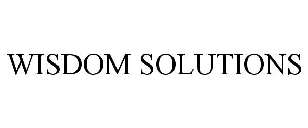 Trademark Logo WISDOM SOLUTIONS