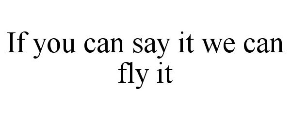  IF YOU CAN SAY IT WE CAN FLY IT