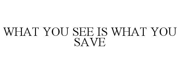  WHAT YOU SEE IS WHAT YOU SAVE