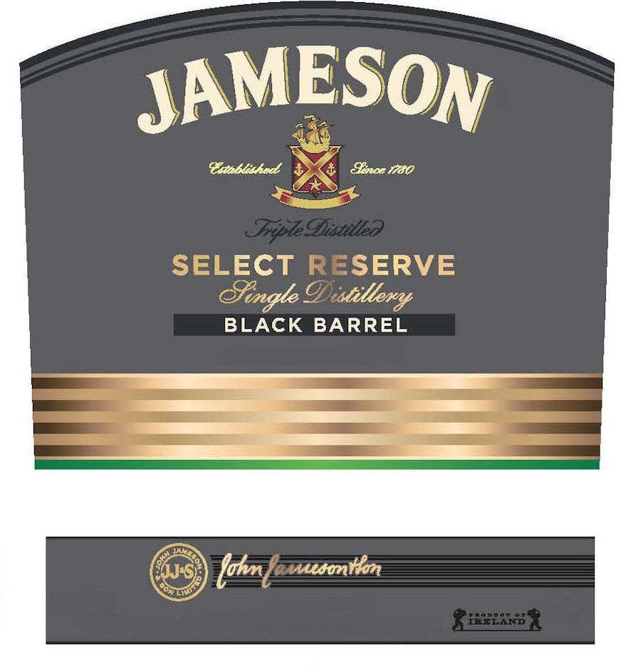  JAMESON ESTABLISHED SINCE 1780 TRIPLE DISTILLED SELECT RESERVE SINGLE DISTILLERY BLACK BARREL JJ&amp;S JOHN JAMESON &amp; SON LI
