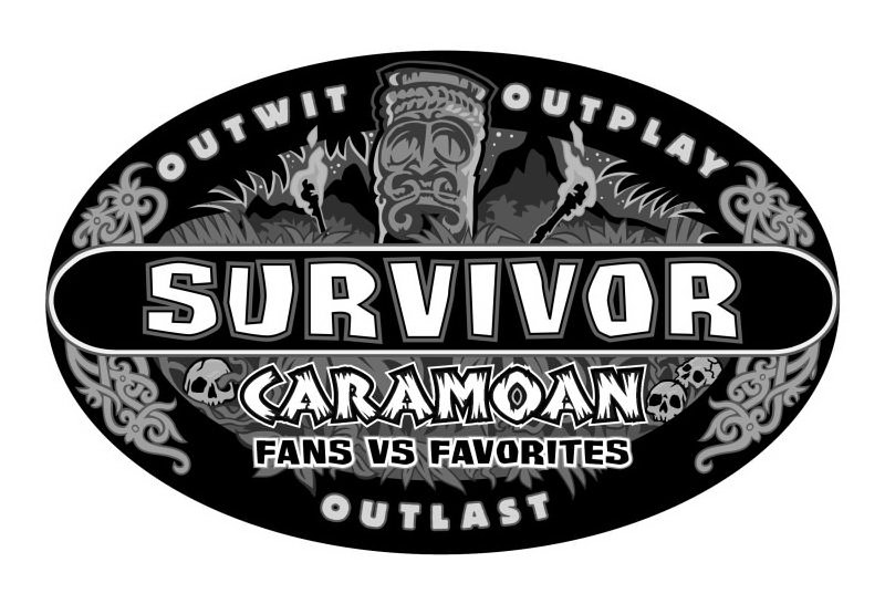 Trademark Logo SURVIVOR OUTWIT OUTPLAY OUTLAST CARAMOAN FANS VS FAVORITES