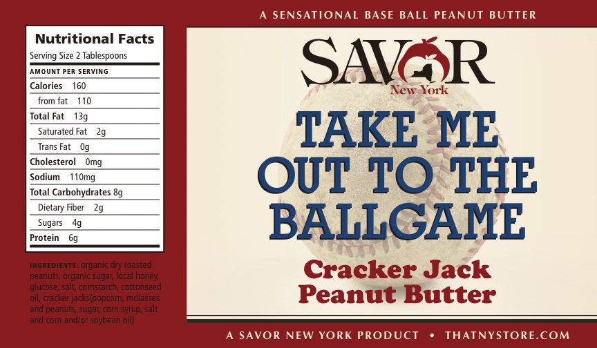  A SENSATIONAL BASE BALL PEANUT BUTTER SAVOR NEW YORK TAKE ME OUT TO THE BALLGAME CRACKER JACK PEANUT BUTTER A SAVOR NEW YORK PRO