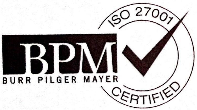 Trademark Logo BPM BURR PILGER MAYER ISO 27001 CERTIFIED