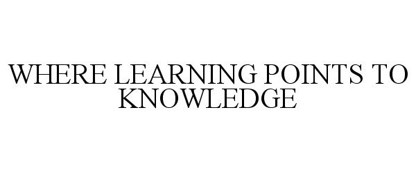  WHERE LEARNING POINTS TO KNOWLEDGE