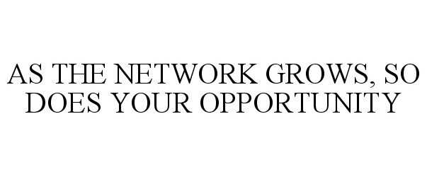 Trademark Logo AS THE NETWORK GROWS, SO DOES YOUR OPPORTUNITY