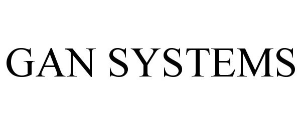Trademark Logo GAN SYSTEMS