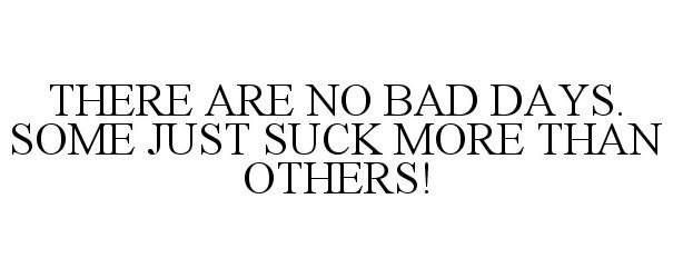  THERE ARE NO BAD DAYS. SOME JUST SUCK MORE THAN OTHERS!