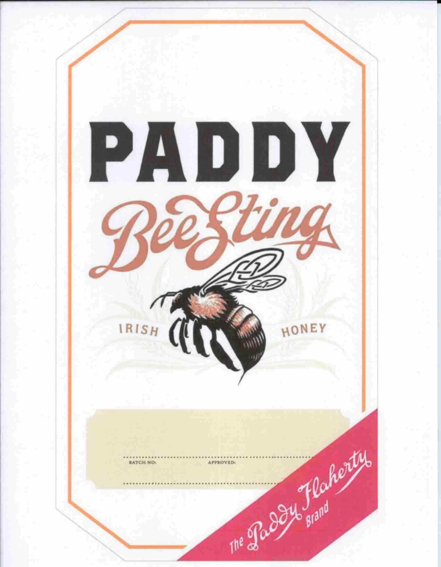Trademark Logo PADDY BEE STING IRISH HONEY THE PADDY FLAHERTY BRAND PREMIUM LIQUEUR WITH IRISH HONEY AND NATURAL FLAVORS BLENDED WITH PADDY IRI