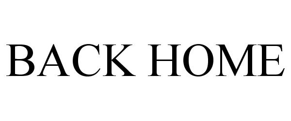 Trademark Logo BACK HOME