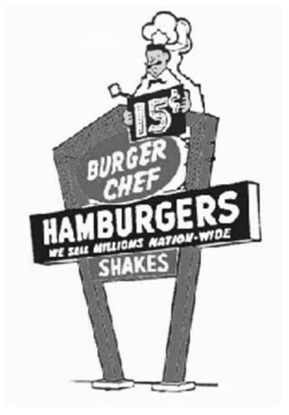 Trademark Logo BURGER CHEF HAMBURGERS WE SELL MILLIONS NATION-WIDE SHAKES 15 CENTS