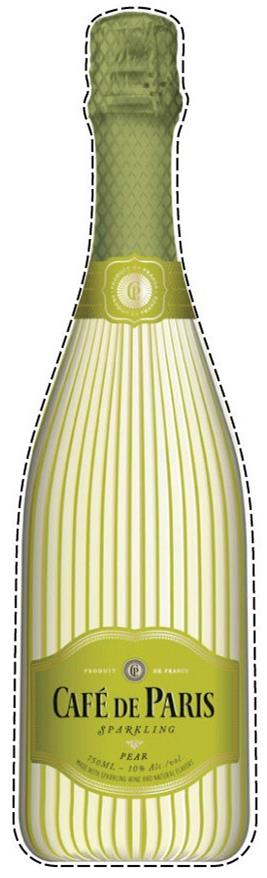  CP PRODUCT OF FRANCE CP PRODUIT DE FRANCE CAFÃ DE PARIS SPARKLING PEAR 750ML-10% ALC./VOL. MADE WITH SPARKLING WINE AND NATURAL