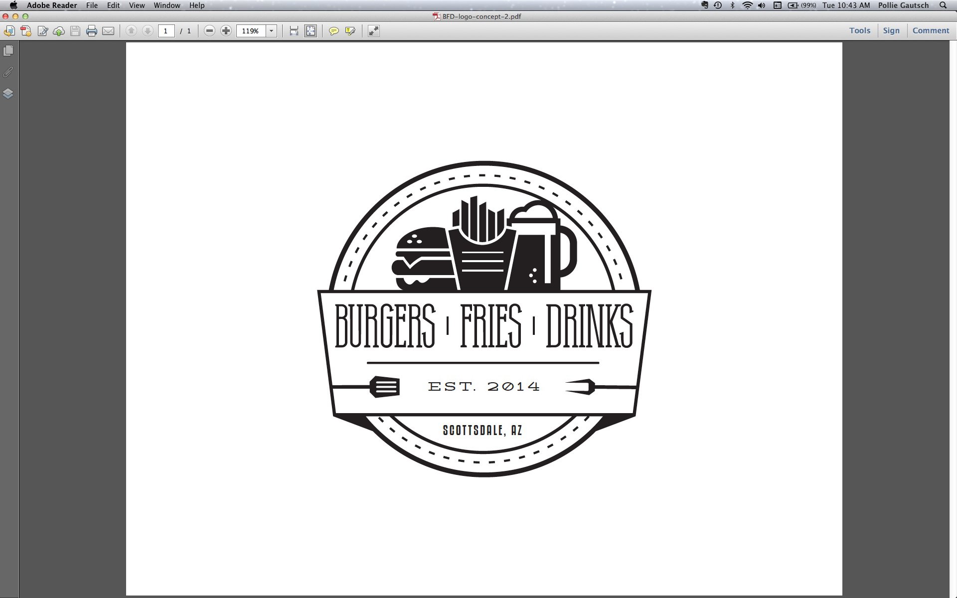 Trademark Logo BURGERS FRIES DRINKS EST 2014 SCOTTSDALE AZ