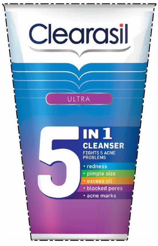 CLEARASIL ULTRA 5 IN 1 CLEANSER FIGHTS 5 ACNE PROBLEMS REDNESS PIMPLE SIZE EXCESS OIL BLOCKED PORES ACNE MARKS
