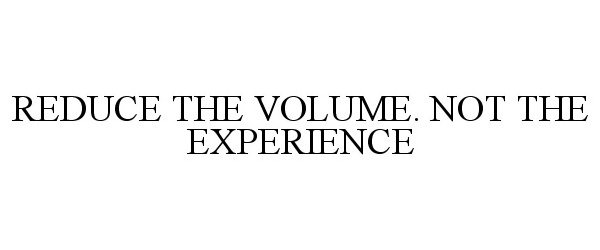  REDUCE THE VOLUME. NOT THE EXPERIENCE