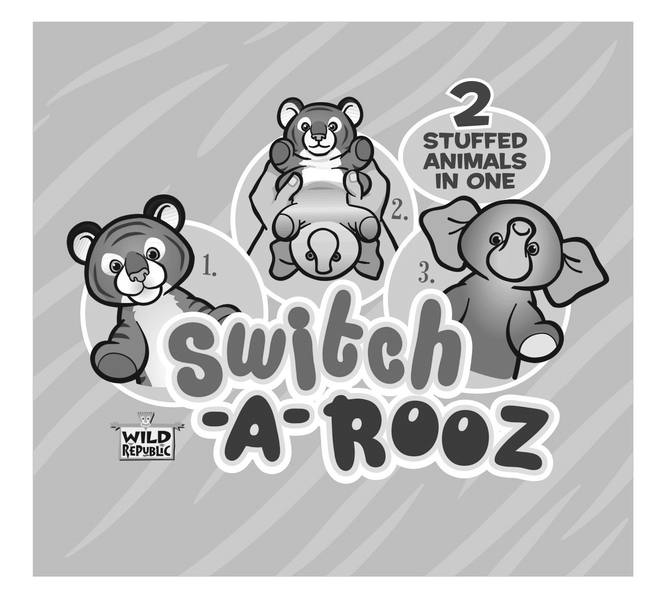  SWITCH-A-ROOZ WILD REPUBLIC 1. 2. 3. 2 STUFFED ANIMALS IN ONE