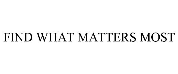  FIND WHAT MATTERS MOST