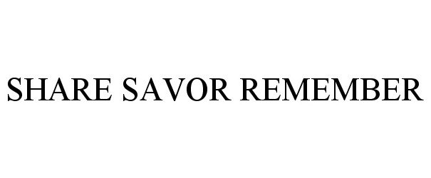 Trademark Logo SHARE SAVOR REMEMBER