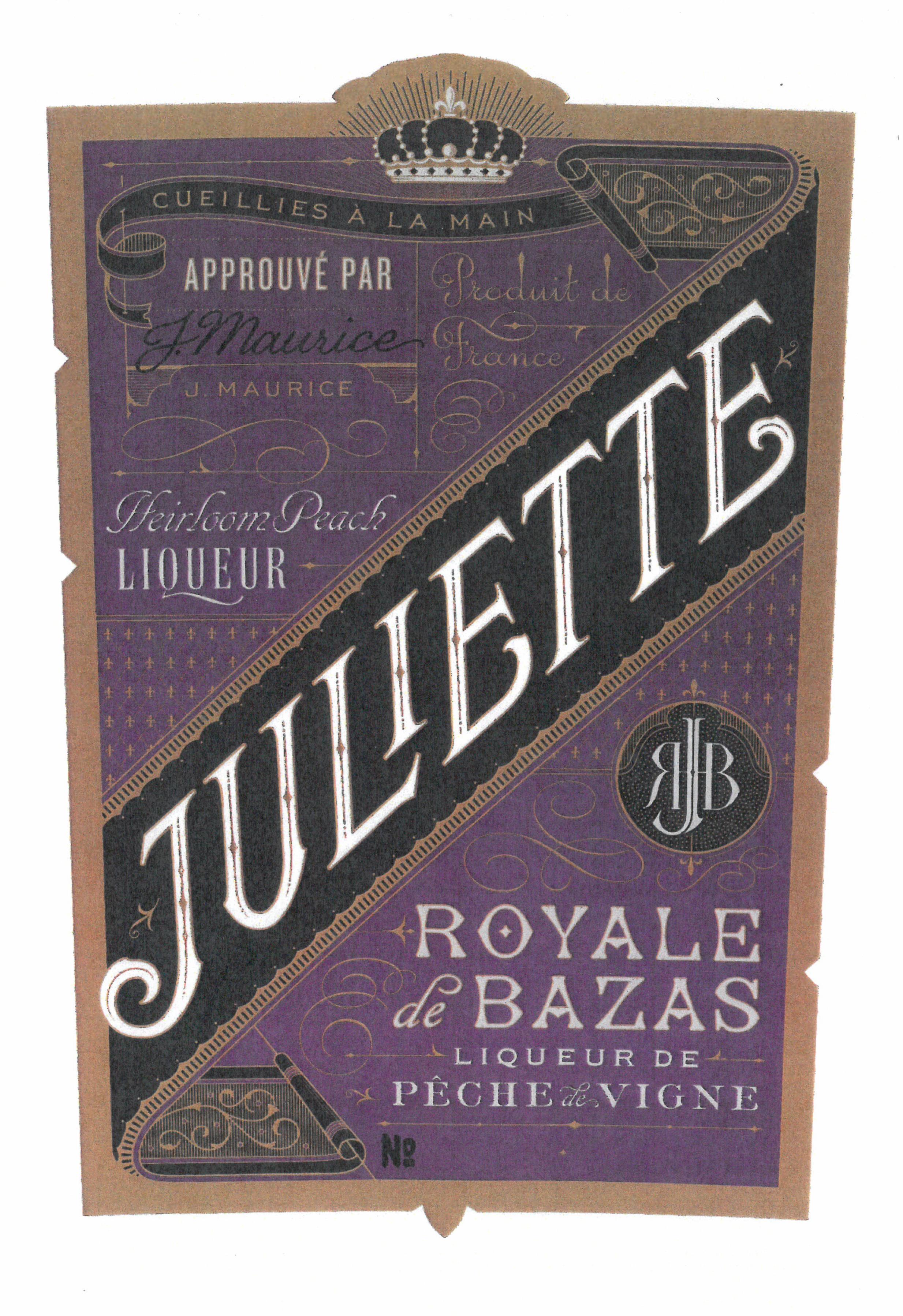  CUEILLIES A LA MAIN APPROUVE PAR J. MAURICE PRODUIT DE FRANCE HEIRLOOM PEACH LIQUEUR JULIETTE RJB ROYALE DE BAZAS LIQUEUR DE PEC