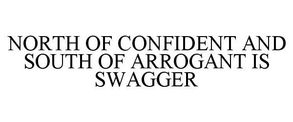 Trademark Logo NORTH OF CONFIDENT AND SOUTH OF ARROGANT IS SWAGGER
