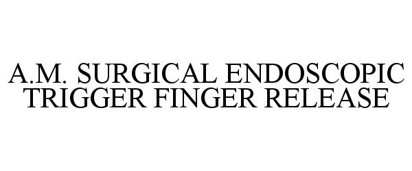 Trademark Logo A.M. SURGICAL ENDOSCOPIC TRIGGER FINGER RELEASE