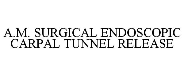 Trademark Logo A.M. SURGICAL ENDOSCOPIC CARPAL TUNNEL RELEASE