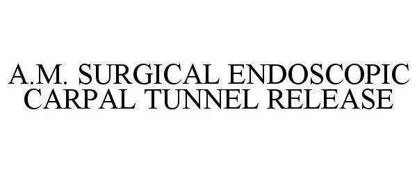  A.M. SURGICAL ENDOSCOPIC CARPAL TUNNEL RELEASE