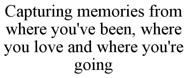 Trademark Logo CAPTURING MEMORIES FROM WHERE YOU'VE BEEN, WHERE YOU LOVE AND WHERE YOU'RE GOING