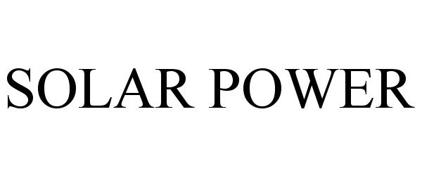 Trademark Logo SOLAR POWER